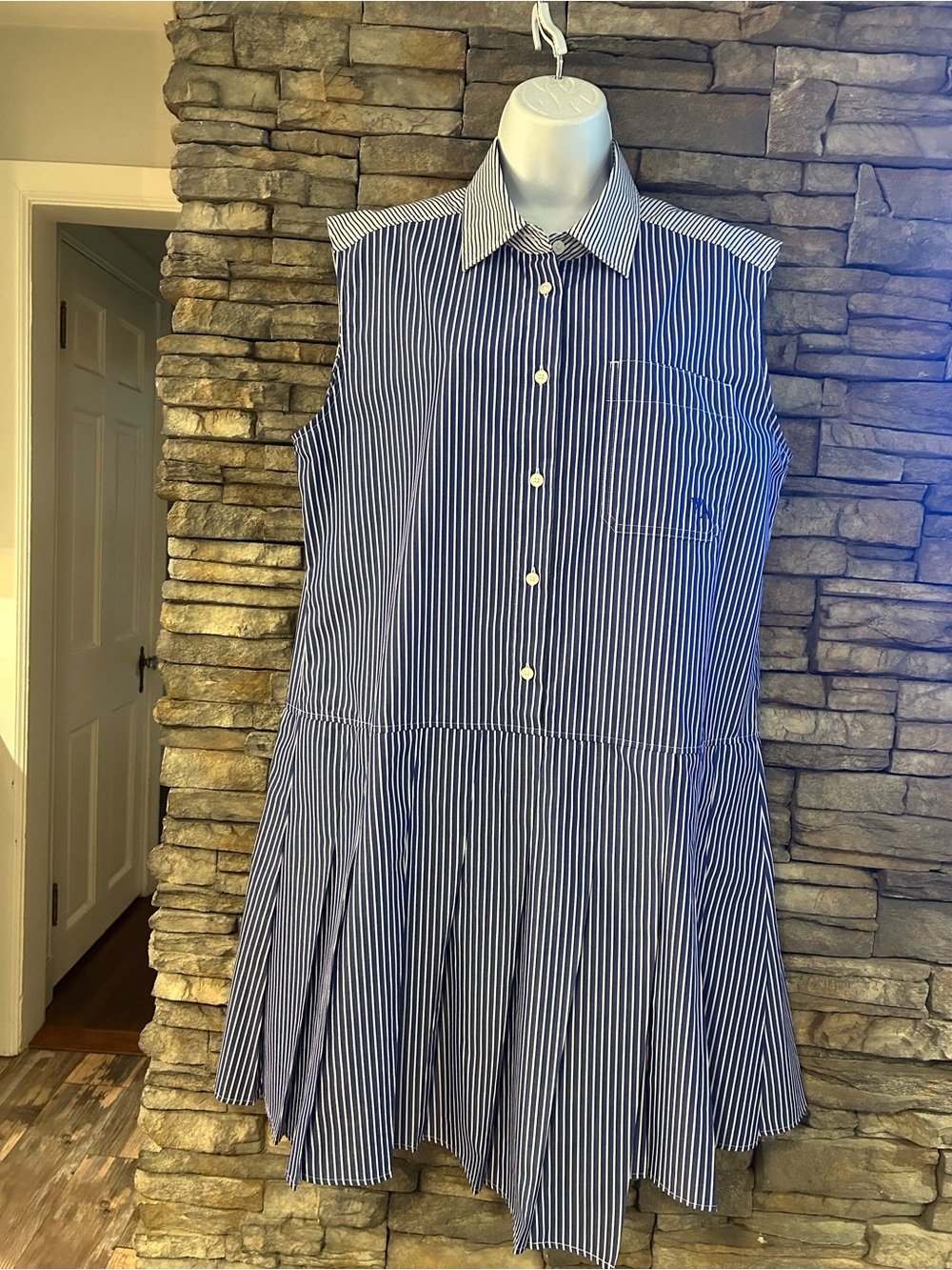 UNIQLO JW ANDERSON Blue Stripe Shirt Dress Sleeveless Large